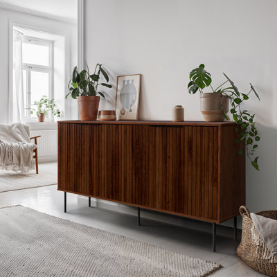 17 Stories Vannatter Wooden Light Brown 4 Door Sideboard Wayfair Canada